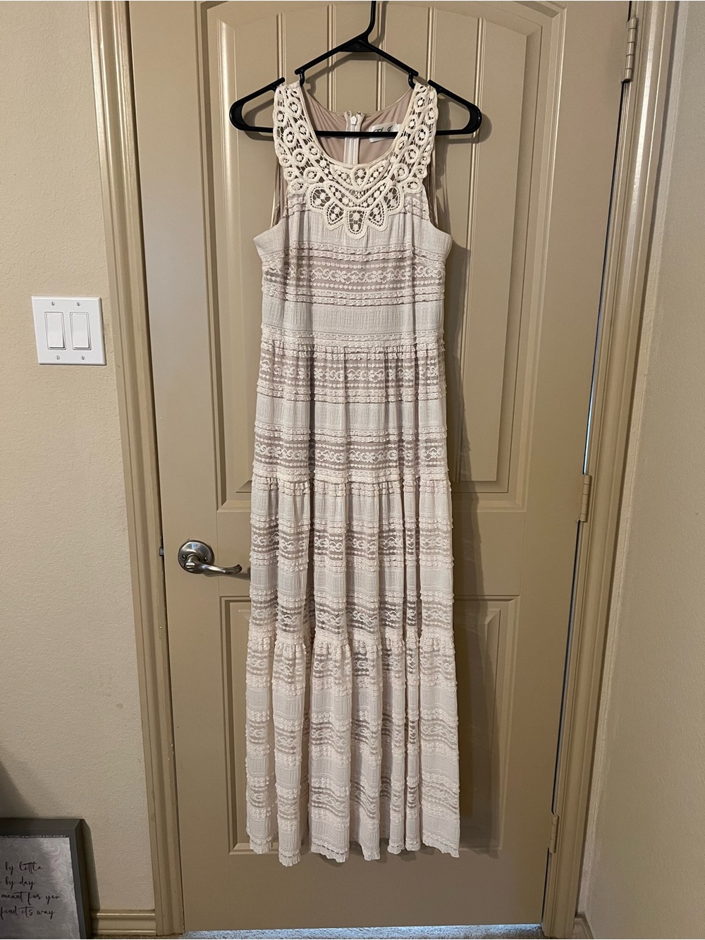 Eliza J Mixed Media Embroidered Lace Maxi Dress